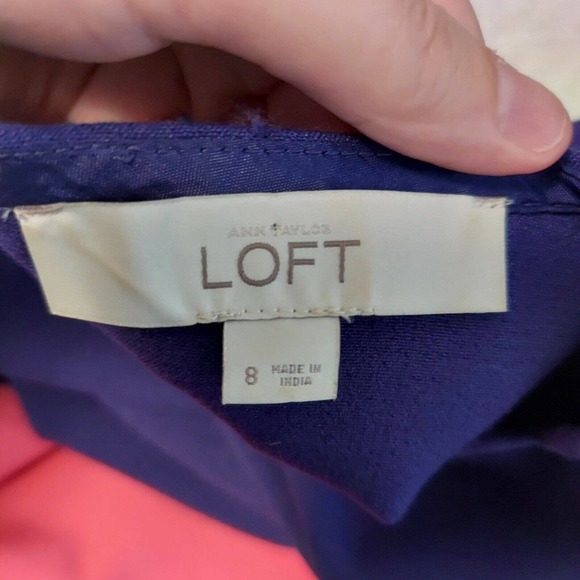 Loft Color Block Dress Purple Pink Size 8 Spring Shift Dress Large - Picture 6 of 7